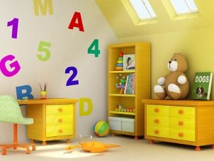 Colorful yellow kids' room
