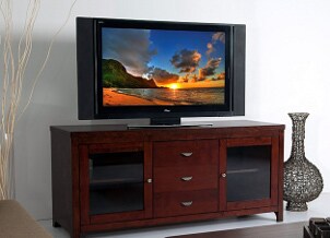 Big LCD TV displaying a sunset
