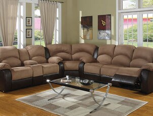 Microfiber sectional couch in living room