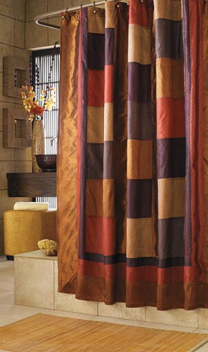 Elegant shower curtain with a curved shower curtain rod
