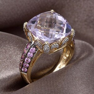 A stunning amethyst and pink sapphire ring