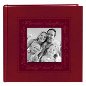 Photo albums often have cover photo slots and decorations