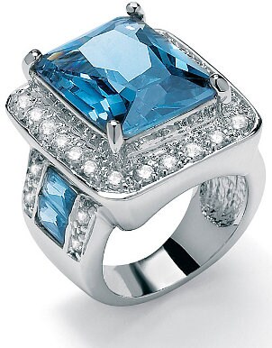 A stunning blue cubic zirconia cocktail ring
