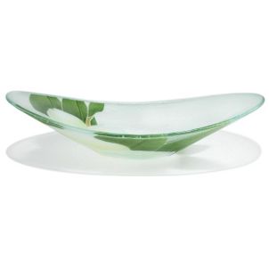 Clear Peggy Karr glass bowl with magnolia