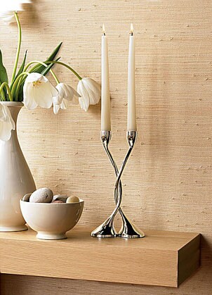 Polished nickel finish candle holders