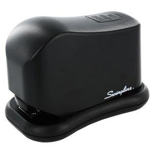 A black electric stapler