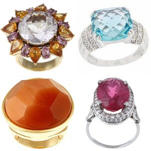 Four fabulous gemstone cocktail rings