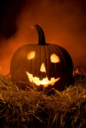 Carved jack-o'-lantern for Halloween