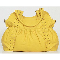 OiOi Yellow Studded Leatherette Tote Diaper Bag